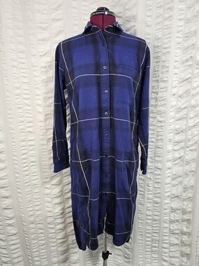 GAP Plaid Shirtdress Long Sleeve Button Up Front 100% Cotton Dress
